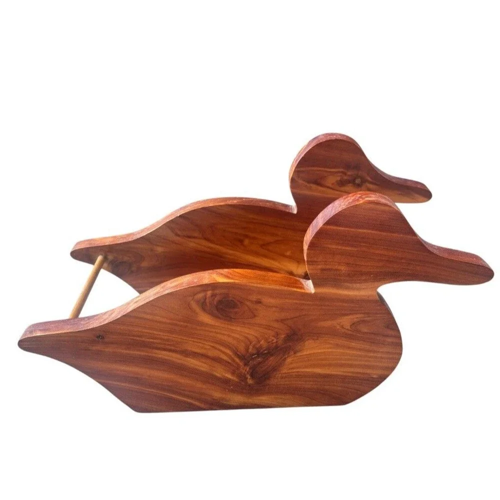 Vintage Wood Duck Caddy Planter Letter Mail Napkin Holder Rustic Farmhouse Box